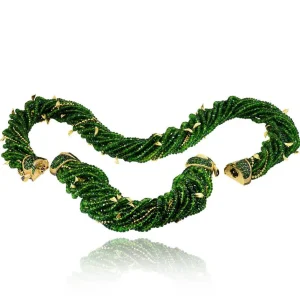 Garnet Jewelry*Alex Soldier Gold Sunflower Leaf Necklace with Chrome Diopside