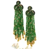 Stud Earrings*Alex Soldier Gold Sunflower Leaf Tassel Earrings with Tsavorites