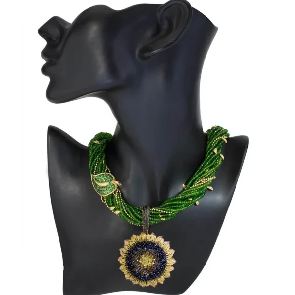 Pendants*Alex Soldier Gold Sunflower Pendant Enhancer with Color Diamonds