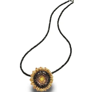 Pendants*Alex Soldier Gold Sunflower Pendant with Color Diamonds