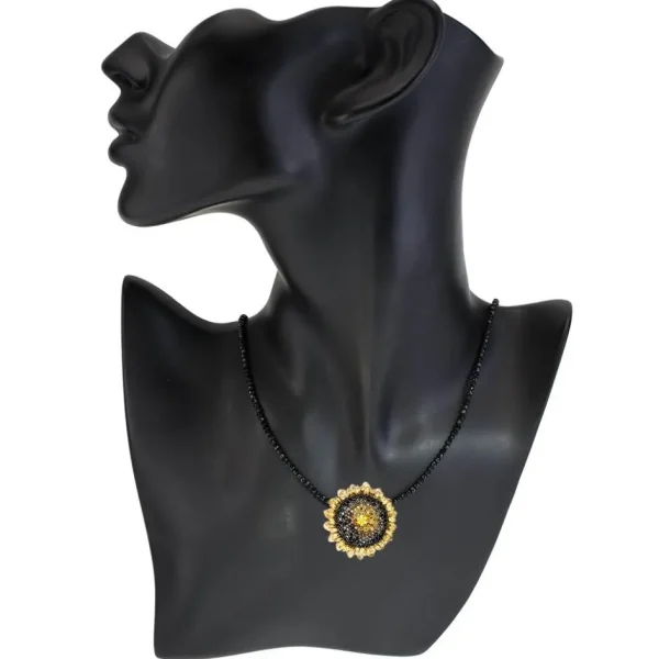 Pendants*Alex Soldier Gold Sunflower Pendant with Color Diamonds