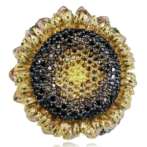 Diamond Jewelry | Gold Rings*Alex Soldier Gold Sunflower Ring with Color Diamonds