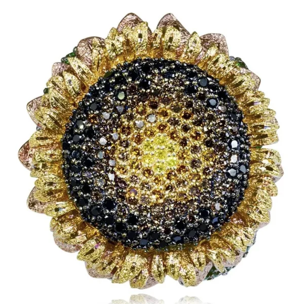 Diamond Jewelry | Gold Rings*Alex Soldier Gold Sunflower Ring with Color Diamonds