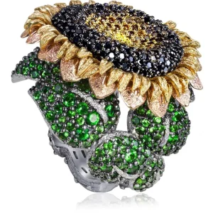 Diamond Jewelry | Gold Rings*Alex Soldier Gold Sunflower Ring with Color Diamonds
