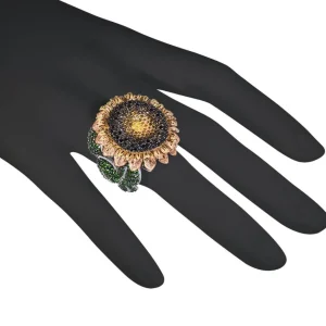 Diamond Jewelry | Gold Rings*Alex Soldier Gold Sunflower Ring with Color Diamonds