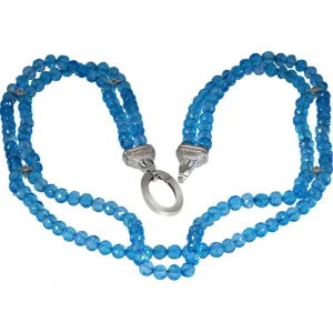 Beaded Necklaces*Alex Soldier Gold Swan Bead Necklace with Blue Topaz & Diamonds