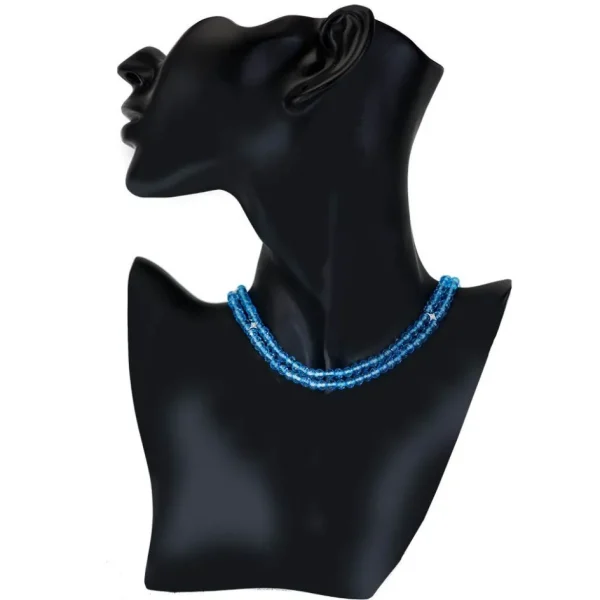 Beaded Necklaces*Alex Soldier Gold Swan Bead Necklace with Blue Topaz & Diamonds