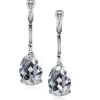 Diamond Earrings | Drop Dangle Earrings*Alex Soldier Gold Swan Drop Earrings with White Topaz & Diamonds