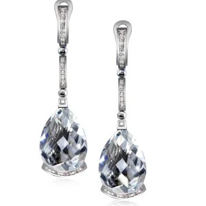 Diamond Earrings | Drop Dangle Earrings*Alex Soldier Gold Swan Drop Earrings with White Topaz & Diamonds