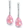 Diamond Earrings | Drop Dangle Earrings*Alex Soldier Gold Swan Drop Earrings with Rose Quartz & Diamonds