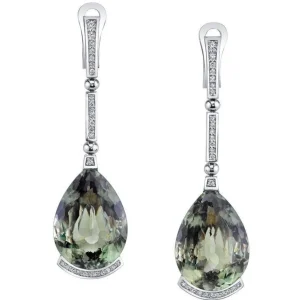 Diamond Earrings | Drop Dangle Earrings*Alex Soldier Gold Swan Drop Earrings with Csarite & Diamonds