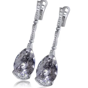 Diamond Earrings | Drop Dangle Earrings*Alex Soldier Gold Swan Drop Earrings with Rutilated Quartz & Diamond