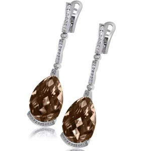 Diamond Earrings | Drop Dangle Earrings*Alex Soldier Gold Swan Drop Earrings with Smoky Quartz & Diamonds