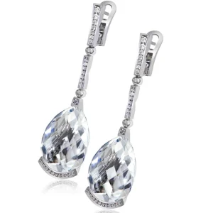 Diamond Earrings | Drop Dangle Earrings*Alex Soldier Gold Swan Drop Earrings with White Topaz & Diamonds