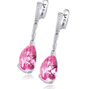 Diamond Earrings | Drop Dangle Earrings*Alex Soldier Gold Swan Drop Earrings with Sapphire & Diamonds