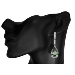 Diamond Earrings | Drop Dangle Earrings*Alex Soldier Gold Swan Drop Earrings with Csarite & Diamonds