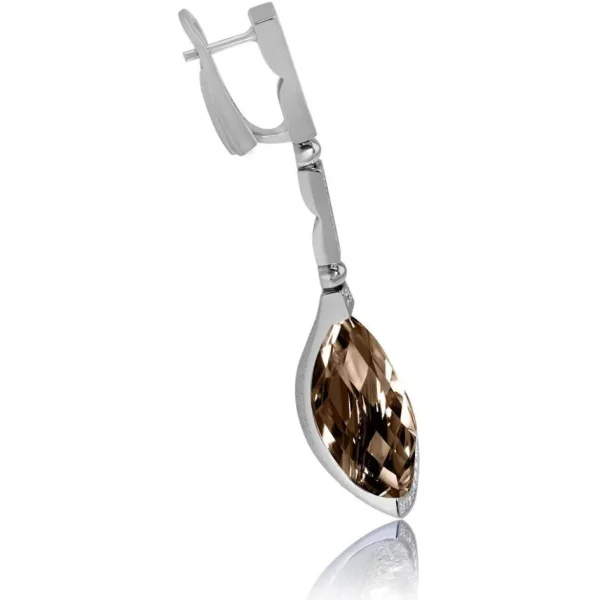 Diamond Earrings | Drop Dangle Earrings*Alex Soldier Gold Swan Drop Earrings with Smoky Quartz & Diamonds