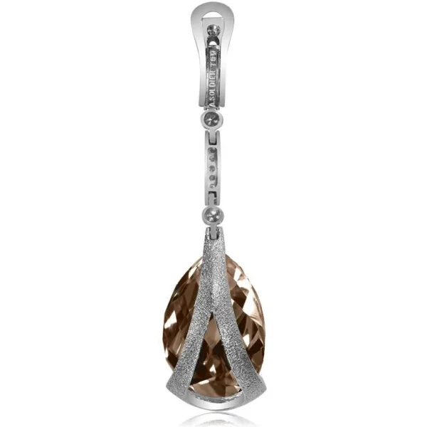 Diamond Earrings | Drop Dangle Earrings*Alex Soldier Gold Swan Drop Earrings with Smoky Quartz & Diamonds