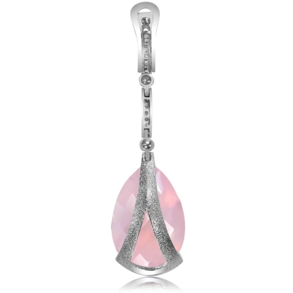 Diamond Earrings | Drop Dangle Earrings*Alex Soldier Gold Swan Drop Earrings with Rose Quartz & Diamonds