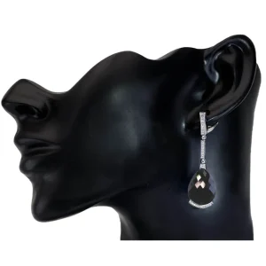 Diamond Earrings | Drop Dangle Earrings*Alex Soldier Gold Swan Drop Earrings with Black Onyx & Diamonds