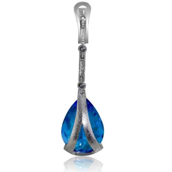 Diamond Earrings | Drop Dangle Earrings*Alex Soldier Gold Swan Drop Earrings with Blue Topaz & Diamonds