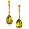 Stud Earrings*Alex Soldier Gold Swan Earrings with Lemon Citrine & Pink Sapphires
