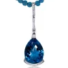 Pendants*Alex Soldier Gold Swan Pendant with Blue Topaz & Diamonds