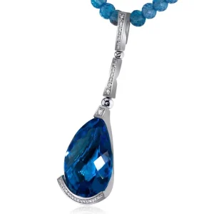 Pendants*Alex Soldier Gold Swan Pendant with Blue Topaz & Diamonds