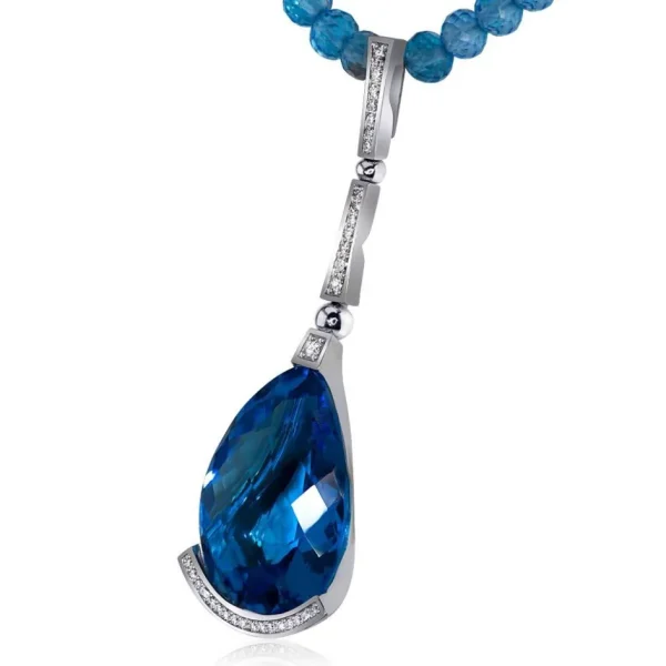 Pendants*Alex Soldier Gold Swan Pendant with Blue Topaz & Diamonds