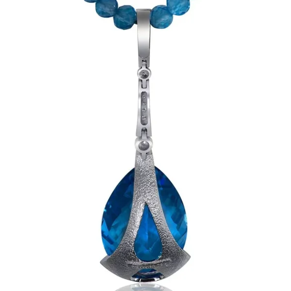 Pendants*Alex Soldier Gold Swan Pendant with Blue Topaz & Diamonds