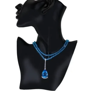 Pendants*Alex Soldier Gold Swan Pendant with Blue Topaz & Diamonds