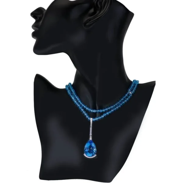 Pendants*Alex Soldier Gold Swan Pendant with Blue Topaz & Diamonds