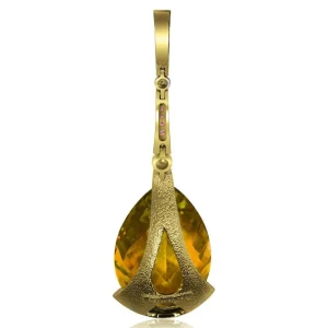 Pendants*Alex Soldier Gold Swan Pendant with Honey Citrine & Pink Sapphires