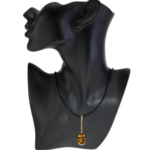 Pendants*Alex Soldier Gold Swan Pendant with Honey Citrine & Pink Sapphires