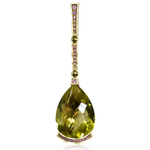 Pendants*Alex Soldier Gold Swan Pendant with Lemon Citrine & Pink Sapphires