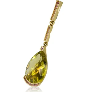 Pendants*Alex Soldier Gold Swan Pendant with Lemon Citrine & Pink Sapphires