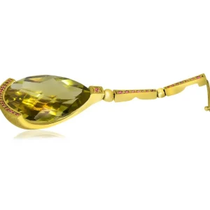 Pendants*Alex Soldier Gold Swan Pendant with Lemon Citrine & Pink Sapphires