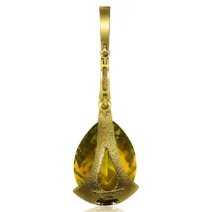 Pendants*Alex Soldier Gold Swan Pendant with Lemon Citrine & Pink Sapphires