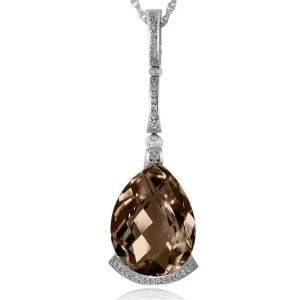 Pendants*Alex Soldier Gold Swan Pendant with Smoky Quartz & Diamonds