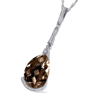 Pendants*Alex Soldier Gold Swan Pendant with Smoky Quartz, Diamonds On Chain