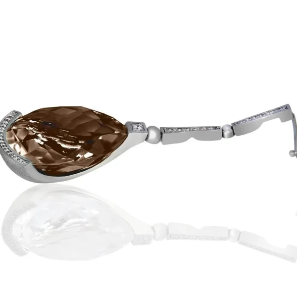 Pendants*Alex Soldier Gold Swan Pendant with Smoky Quartz & Diamonds