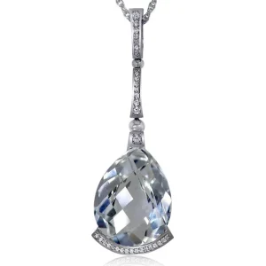 Pendants*Alex Soldier Gold Swan Pendant with White Quartz & Diamonds
