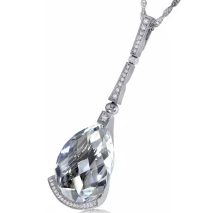 Pendants*Alex Soldier Gold Swan Pendant with White Quartz & Diamonds