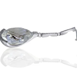Pendants*Alex Soldier Gold Swan Pendant with White Quartz, Diamonds On Chain