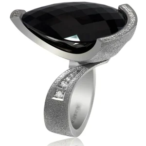 Designer Rings*Alex Soldier Gold Swan Ring With Black Onyx & Diamonds