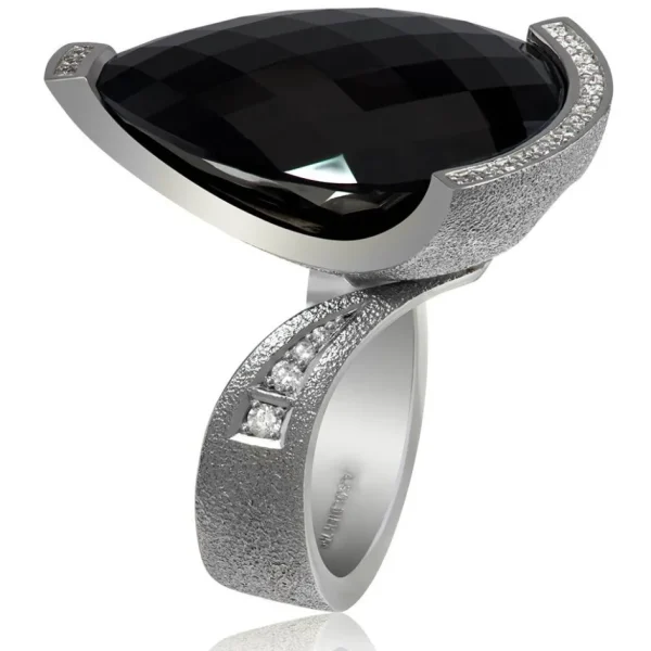 Designer Rings*Alex Soldier Gold Swan Ring With Black Onyx & Diamonds