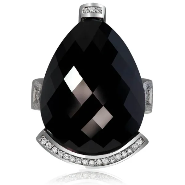 Designer Rings*Alex Soldier Gold Swan Ring With Black Onyx & Diamonds