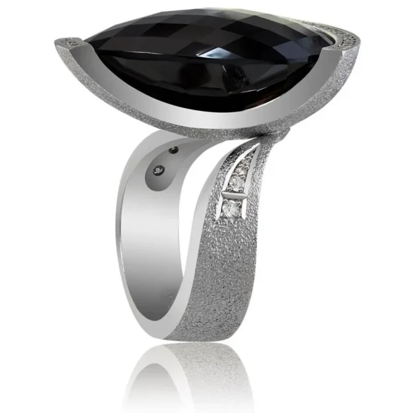 Designer Rings*Alex Soldier Gold Swan Ring With Black Onyx & Diamonds