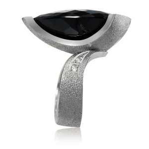 Designer Rings*Alex Soldier Gold Swan Ring With Black Onyx & Diamonds