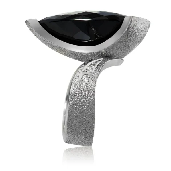 Designer Rings*Alex Soldier Gold Swan Ring With Black Onyx & Diamonds